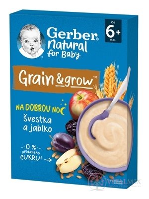 Gerber Natural Mléčná KAŠE Pšeničně ovesná jablko a švestka (od ukonč. 6. měsíce) 1x220 g