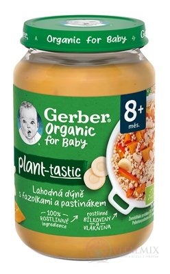Gerber Organic 100% Rostlinný příkrm dýně, fazolka, mrkev, pastinák, ječmen (od ukonč. 8. měsíce) 1x190 g