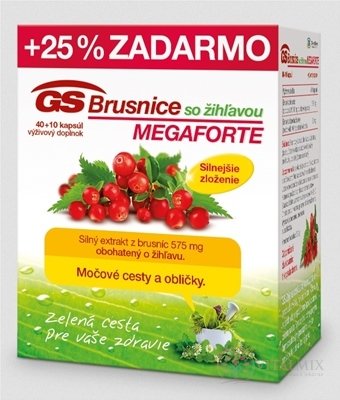 GS Brusinky s kopřivou MEGAFORTE 2015 cps 40 + 10 (25% zdarma) (50 ks)