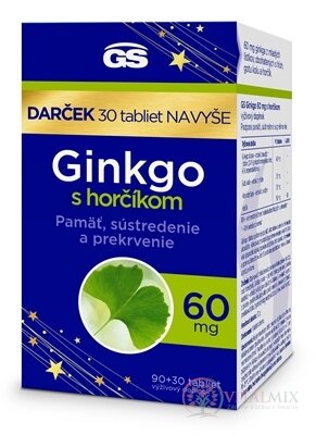 GS Ginkgo 60 mg s hořčíkem Dárek tbl (inov.2024) 90+30 navíc (120 ks)