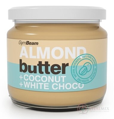 GymBeam Mandlové máslo s kokosem a bílou čokoládou, 1x340 g