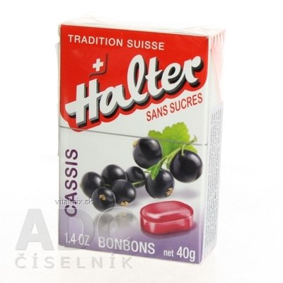 Halter Bonbons Černý rybíz bonbóny bez cukru, 1x40 g