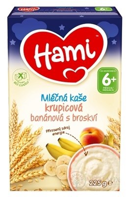 Hami mléčná kaše krupicová banánová s broskví (od ukonč. 6. měsíce) 1x225 g