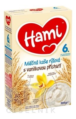 Hami mléčná kaše rýžová s vanilkovou příchutí (od ukonč. 6. měsíce) 1x225 g