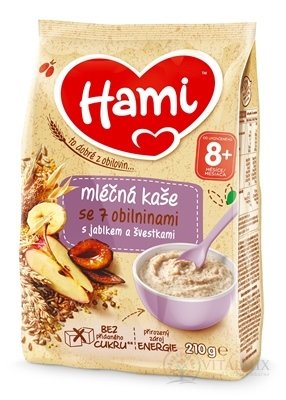 Hami mléčná kaše se 7 obilovinami s jablkem a švestkami (od ukonč. 8. měsíce) 1x210 g