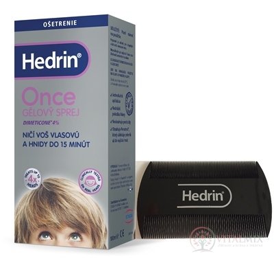 Hedrin ONCE SPRAY GEL proti vším a hnidám 100 ml + hřeben &quot;všiváček&quot; zdarma (inov.2019) 1x1 set