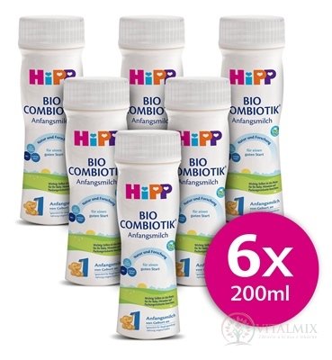 HiPP 1 BIO COMBIOTIK tekutá počáteční mléčná kojenecká výživa (od narození) 6x200 ml (1200 ml)