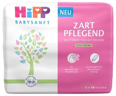 HiPP BABYSANFT Čistící vlhčené ubrousky s bio-mandlovým olejem 4x48 ks