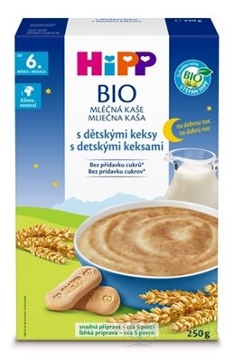 HIPP BIO MLÉČNÁ KAŠE Dobrou noc S dětskými sušenky (od 6. měsíce) 1x250 g