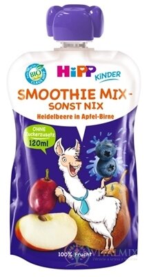 HiPP BIO Smoothie MIX Jablko Hruška Borůvky kapsička (od 1. roku) ovocný příkrm 1x120 ml