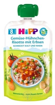 HiPP BIO Zeleninové rizoto, kuřecí maso s hráškem příkrm (od ukonč. 7. měsíce) 1x130 g