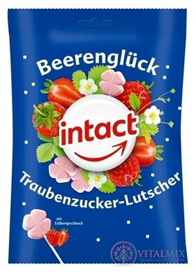 INTACT HROZNOVÝ CUKR Lízátka s jahodovou příchutí (sáček) 1x10 ks