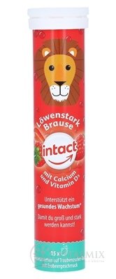 INTACT Silný lev Hroznový cukr, kalcium a vit.D3 šumivé tablety s jahodovou příchutí 1x15 ks