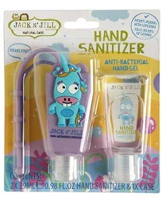 JACK N&#39;JILL Antibakteriální gel na ruce pro děti s pouzdrem Jednorožec 2x29 ml