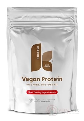 kompava VEGAN PROTEIN prášek, 100% rostlinný protein, čokoláda a pomeranč, 1x525 g