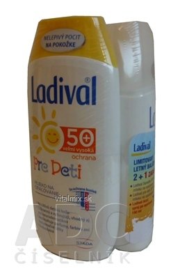 Ladival balík SPF 50 (Sensitive tělové mléko SPF 50 + PRO DĚTI tělové mléko SPF 50+ + AKUT sprej po opalování) 1x1 set