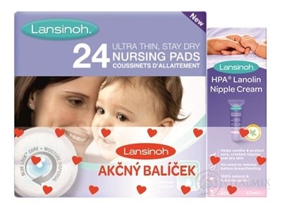 Lansinoh CombiPack HPA lanolin 40 ml krém + vložky do podprsenky 24ks, 1x1 set