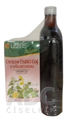 LEROS BIO šťáva Borůvka + Natur Detox šťáva 500 ml + čaj sáčky 20x1,5 g (30 g) 1x1 set
