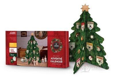 LEROS BYLINNÝ ADVENTNÍ KALENDÁŘ STROMEK 24 druhů čajů po 1 sáčku + jmenovky na dárky 24 ks (39,1 g), 1x1 set