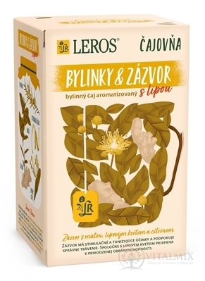 LEROS Čajovna BYLINKY A ZÁZVOR s lípou bylinný čaj, nálevové sáčky 20x2 g (40 g)