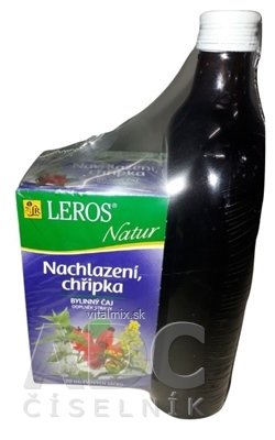 LEROS ŠŤÁVA Šipka + 4 byliny + Natur Nachlazení šťáva 500 ml + čaj sáčky 20x1,5 g (30 g) 1x1 set