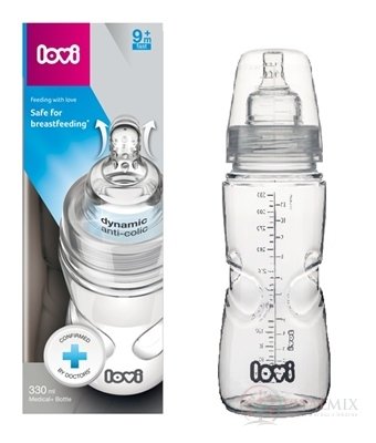 LOVI láhev Medical + Aktivní sání Super vent 330ml plast, silikonový dynamický dudlík 3m +, 1x1 set