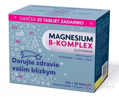 Magnesium B-komplex Glenmark (Vánoční balení) tbl 100 + 20 zdarma (120 ks)