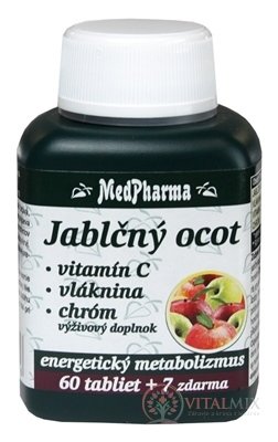 MedPharma Jablečný ocet, VIT C, VLÁKNINA, CHROM tbl 60 + 7 zdarma (67 ks)