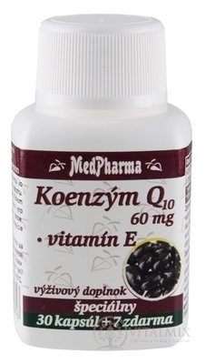 MedPharma KOENZYM Q10 60 mg + Vitamín E cps 30 + 7 zdarma (37 ks)