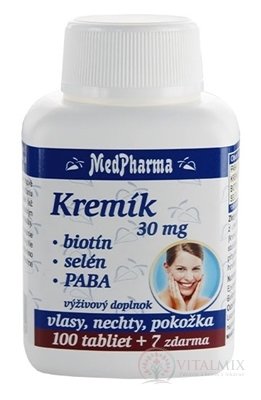 MedPharma KŘEMÍK 30mg + Biotin + Selen + PABA tbl (inov.2020) 1x107 ks