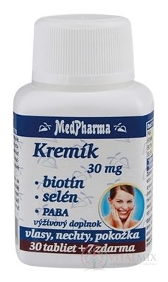 MedPharma KŘEMÍK 30mg + Biotin + Selen + PABA tbl (inov.2020) 1x37 ks