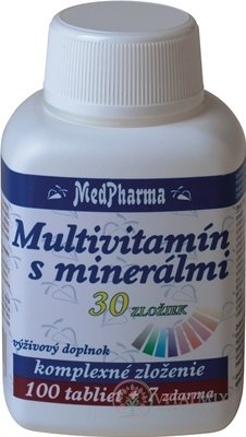 MedPharma MULTIVITAMÍN S MINERÁLY 30 SLOŽEK tbl 100 + 7 zdarma (107 ks)