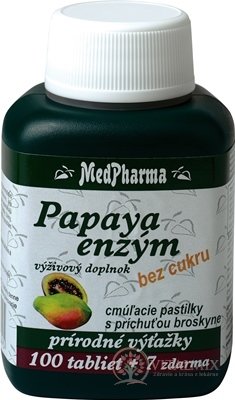 MedPharma PAPAYA ENZYM cucavé pastilky 100 + 7 zdarma (107 ks)