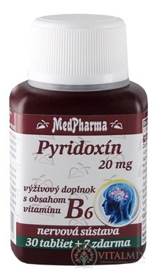 MedPharma pyridoxin 20 mg (vitamín B6) tbl 30 + 7 zdarma (37 ks)