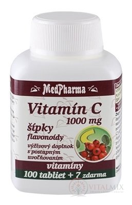 MedPharma VITAMÍN C 1000 MG se šipkami tbl (s postup.uvoľňovaním) 100 + 7 zdarma (107 ks)