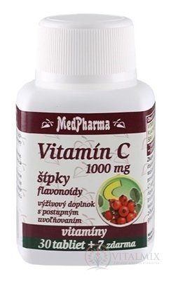 MedPharma VITAMÍN C 1000 MG se šipkami tbl (s postup.uvoľňovaním) 30 + 7 zdarma (37 ks)