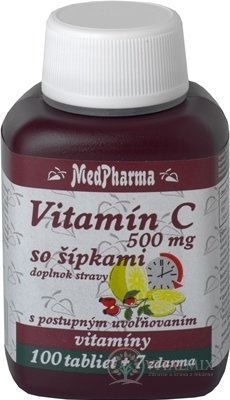 MedPharma VITAMÍN C 500mg se šipkami tbl (s postupným uvolňováním) 100 + 7 zdarma (107 ks)