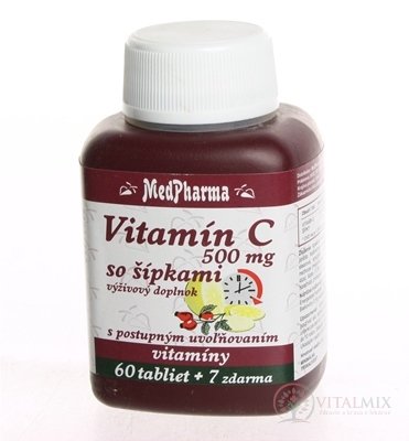 MedPharma VITAMÍN C 500mg se šipkami tbl (s postupným uvolňováním) 60 + 7 zdarma (67 ks)