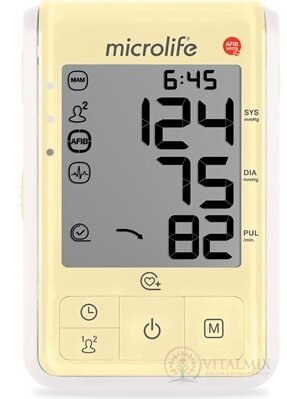 MICROLIFE TLAKOMĚR DIGITÁLNÍ BP B6 FAVOURITE automatický na rameno, AFIB sens, žlutý, 1x1 ks