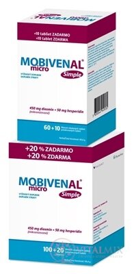 MOBIVENAL micro Simple tbl flm 100+20 zdarma (120 ks) + Mobivenal micro Simple 70 tbl zdarma, 1x1 set