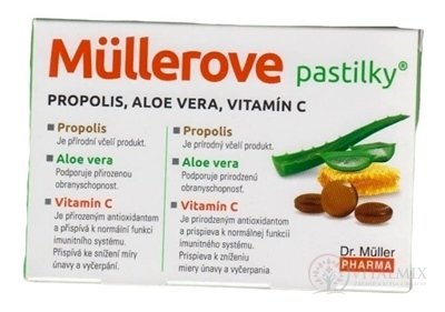 Müllerovy pastilky PROPOLIS, ALOE VERA, VITAMIN C 1x24 ks