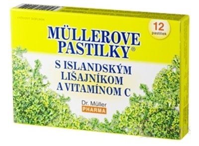 MÜLLEROVY PASTILKY S ISLAND. Lišejníků A VIT. C (na odkašlávání) 1x12 ks