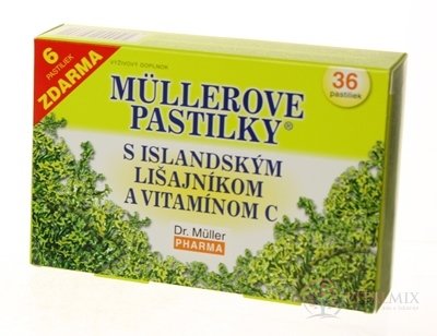 MÜLLEROVY PASTILKY S ISLAND. Lišejníků A VIT. C (na odkašlávání) 30 + 6 zdarma (36 ks)