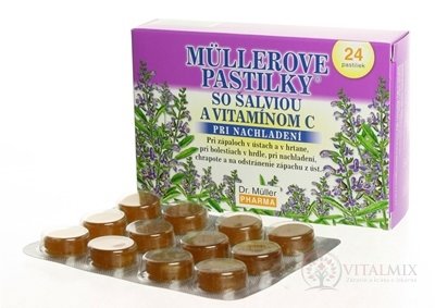 MÜLLEROVY PASTILKY se šalvějí A VIT. C (při nachlazení) 1x24 ks