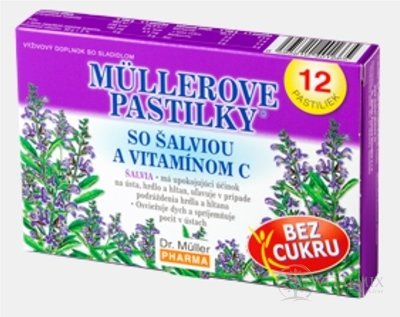 MÜLLEROVY PASTILKY se šalvějí A VIT. C Bez cukru 1x12 ks