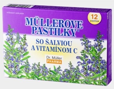 MÜLLEROVY PASTILKY se šalvějí A VIT. C (při nachlazení) 1x12 ks