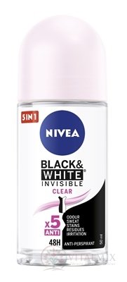 NIVEA Anti-perspirant BLACK &amp; WHITE Clear kuličkový, 48H, 5xAnti 1x50 ml