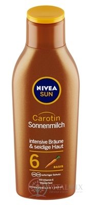 NIVEA SUN Mléko na opalování OF6 s karotenem 1x200 ml