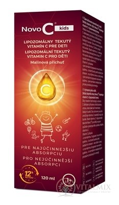 Nově C kids LIPOZOMÁLNÍ TEKUTÝ VITAMIN C PRO DĚTI sirup, malinová příchuť, 1x120 ml