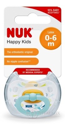 NUK DUDLÍK CLASSIC HAPPY KIDS V1-Latex Box utišující, velikost 1 (0-6 měsíců), různé barvy, 1x1 ks